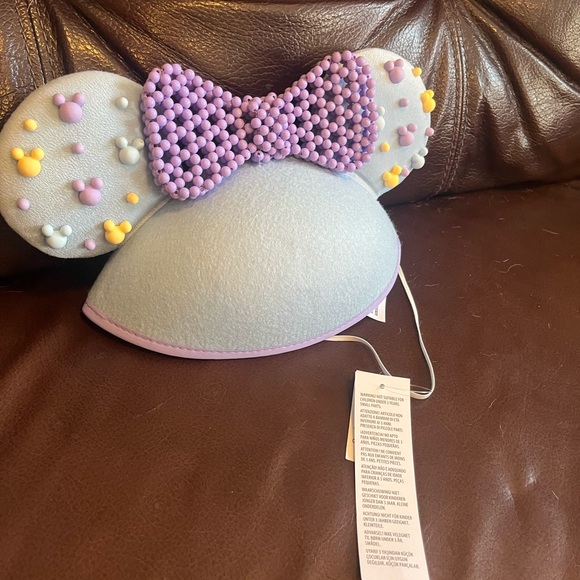 Disney Parks Minnie Mouse Beaded Purple Blue Ear Hat For Adults New With Tag - Picture 2 of 3